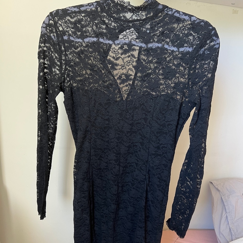 Urban outfitters lace black mini dress